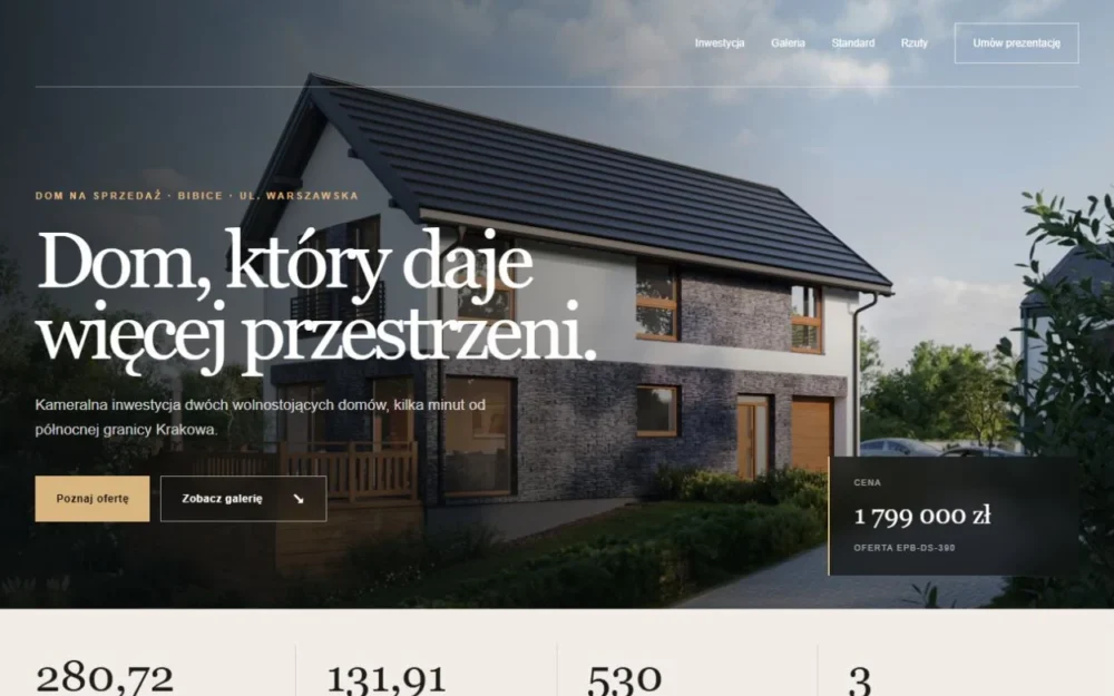Projekt strony internetowej Bibice Domy — ArtZel Web Studio