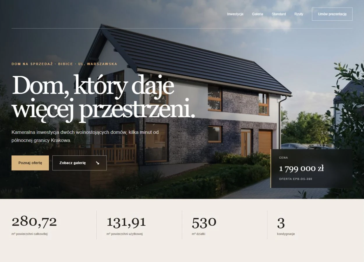 Projekt strony internetowej Bibice Domy — ArtZel Web Studio