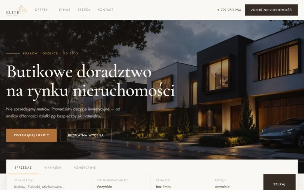 Projekt strony internetowej Elite Property Broker — ArtZel Web Studio